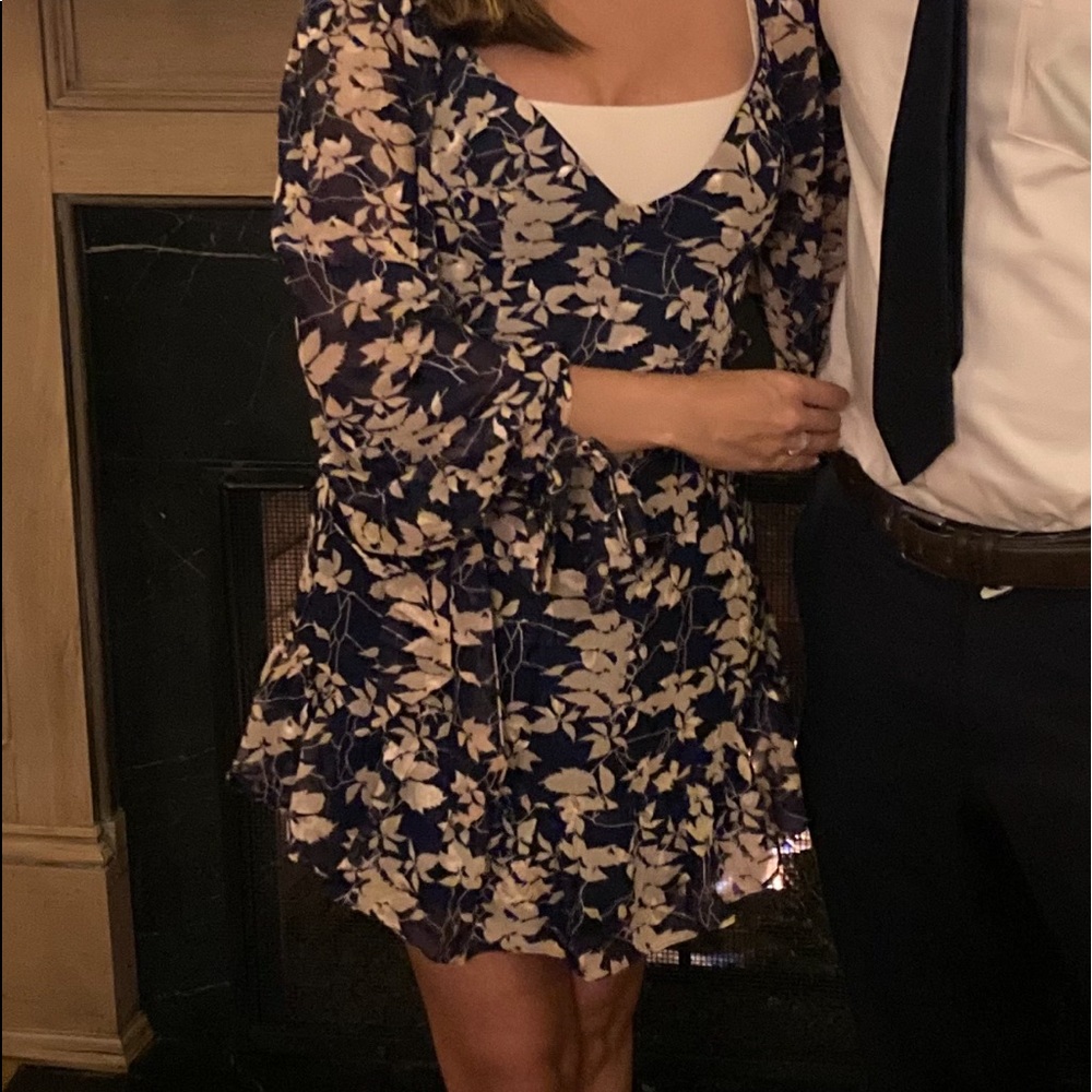 Pink and navy blue petal and pup dress